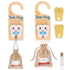 Wooden Tooth Fairy Door Hanger Coins Holder Pick Up Box Lost Teeth Gift Blue