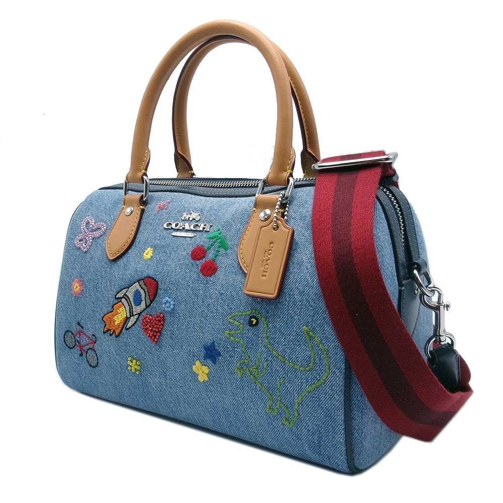 COACH Rowan Satchel Denim Bag Patch Embroidery 2Way Crossbody