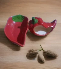 Chili Pepper Set of 2 7” Salsa Bowl & 5.5” Dish Scrubber Holder Kitchen Decor