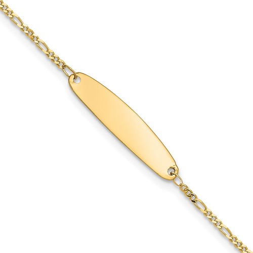 Real 14kt Yellow Gold Madi K Figaro Baby Oval ID Chain Bracelet; 6 inch - 第 1/6 張圖片