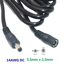 14AWG CCTV DC Camera LED Strip Light 5.5mm x 2.5mm Male To Female Power Cable