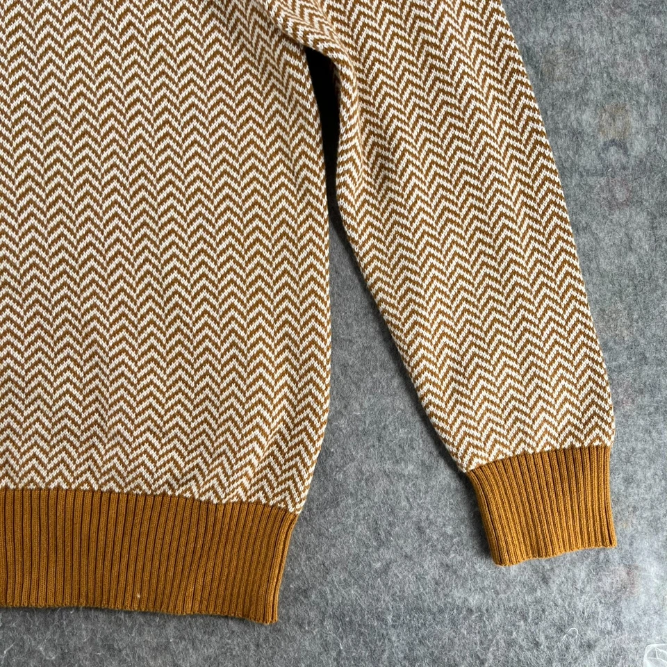 Sean John Para Hombres 2XL 100% Algodón Henley Sweeter Marrón Patrón Zig Zag NUEVO Foto 3 de 4