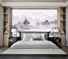 3D Grey Mountain 2454 Wallpaper Mural Wall Pr...