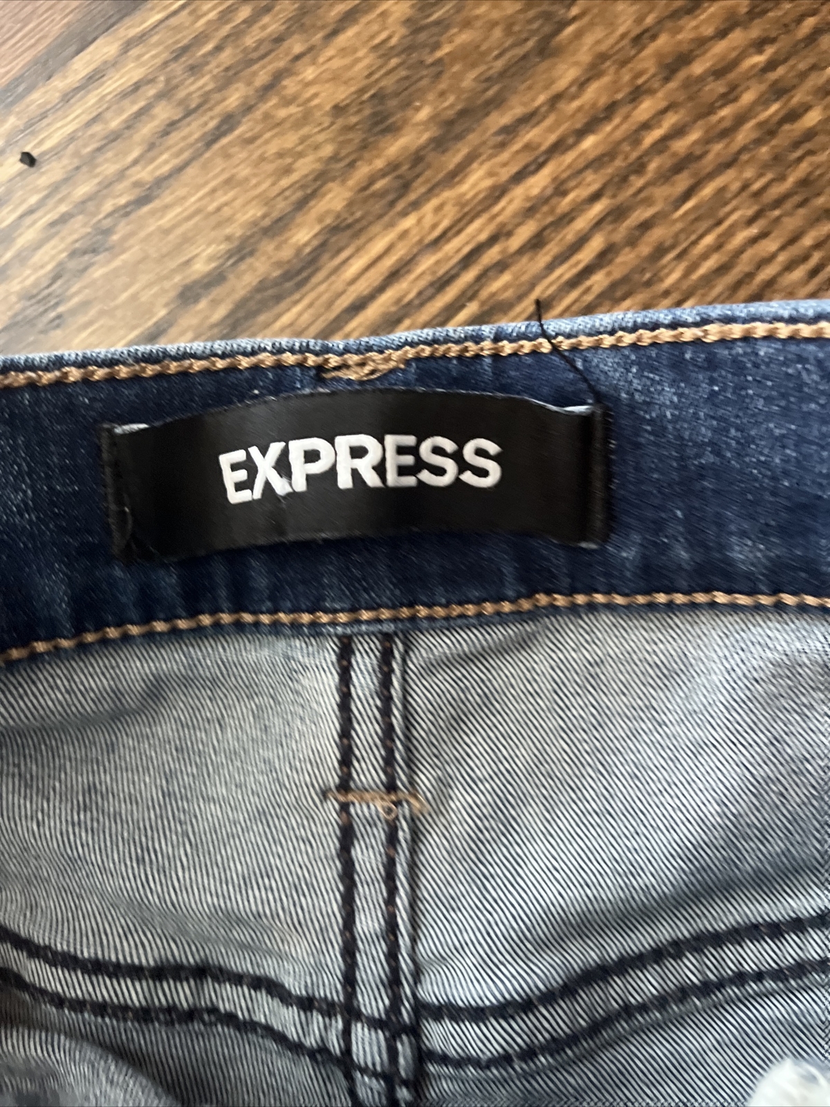 Express Shortie Women's Denim Cut Off Shorts Size 4 High Rise - View 3