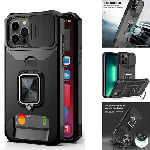 Kartenhalter Hard Ring Hybrid Cover Case für Apple iPhone13 Pro +/- Hartglas - Bild 2 von 12