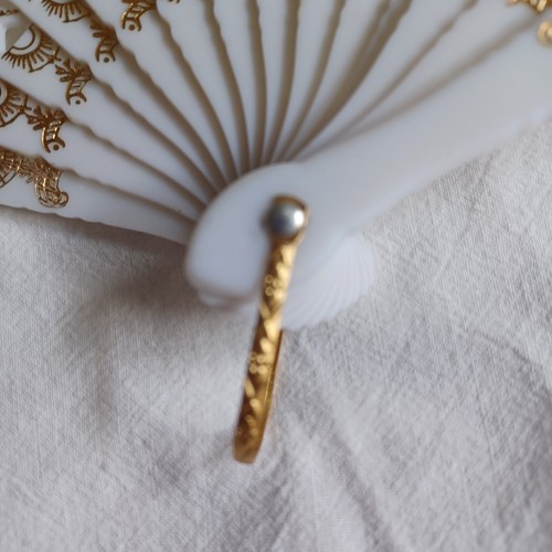 VENEZIA Italien faltbarer Handfächer Goldrand & Spitzenstoff mit Szenen von Venedig - Bild 7 von 11