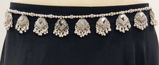 Tribal Fusion Belly Dance Kuchi Tie Belt Medallion Tassels Skirt Costume Jewelry