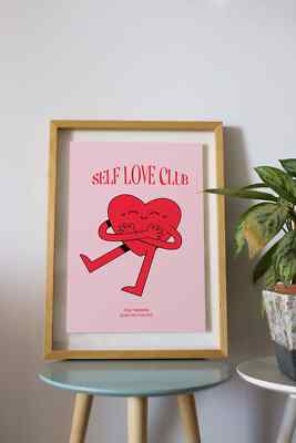 Self Love Club Retro Quote poster Choose your Size