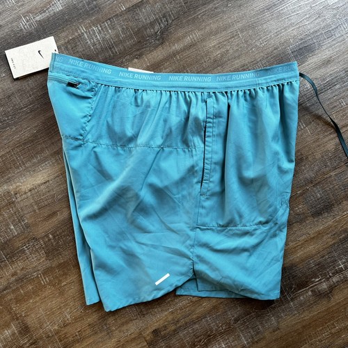 Nike Running Shorts 2XL Mens Stride Dri-FIT 7" Teal Green Brief Lined $55 - Picture 6 of 10