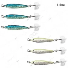6pcs 1.5oz Fishing Mega Live Bait Metal Lure Luna Jig holographic Blue and Glow