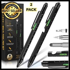 Multi Tool Pen LED Flashlight, Level, Screwdriver, Bottle Opener, Stylus, 2pk