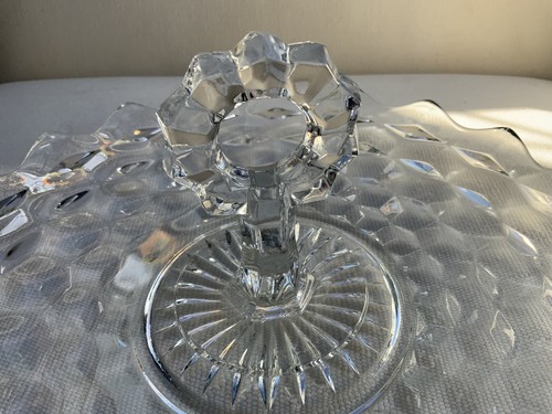 Large American Brilliant Cut Glass Single Tier Handled Dessert Cookie Plate Tray - Picture 3 of 7