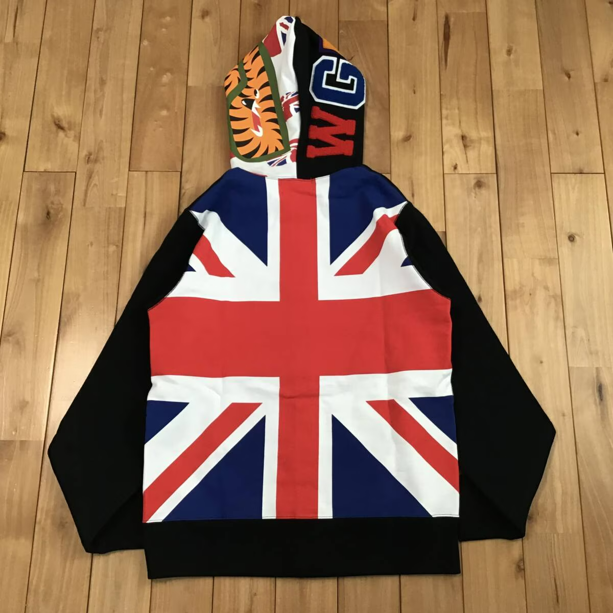 トップス bape rogo unionjack foodie BAPE Union Jack Shark full zip Hoodie a bathing ape UK Black