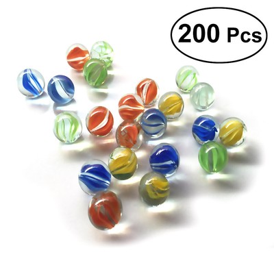 Set of 200 16MM Glass Shooter & Marbles Colorful Patterned Glass Beads Balls