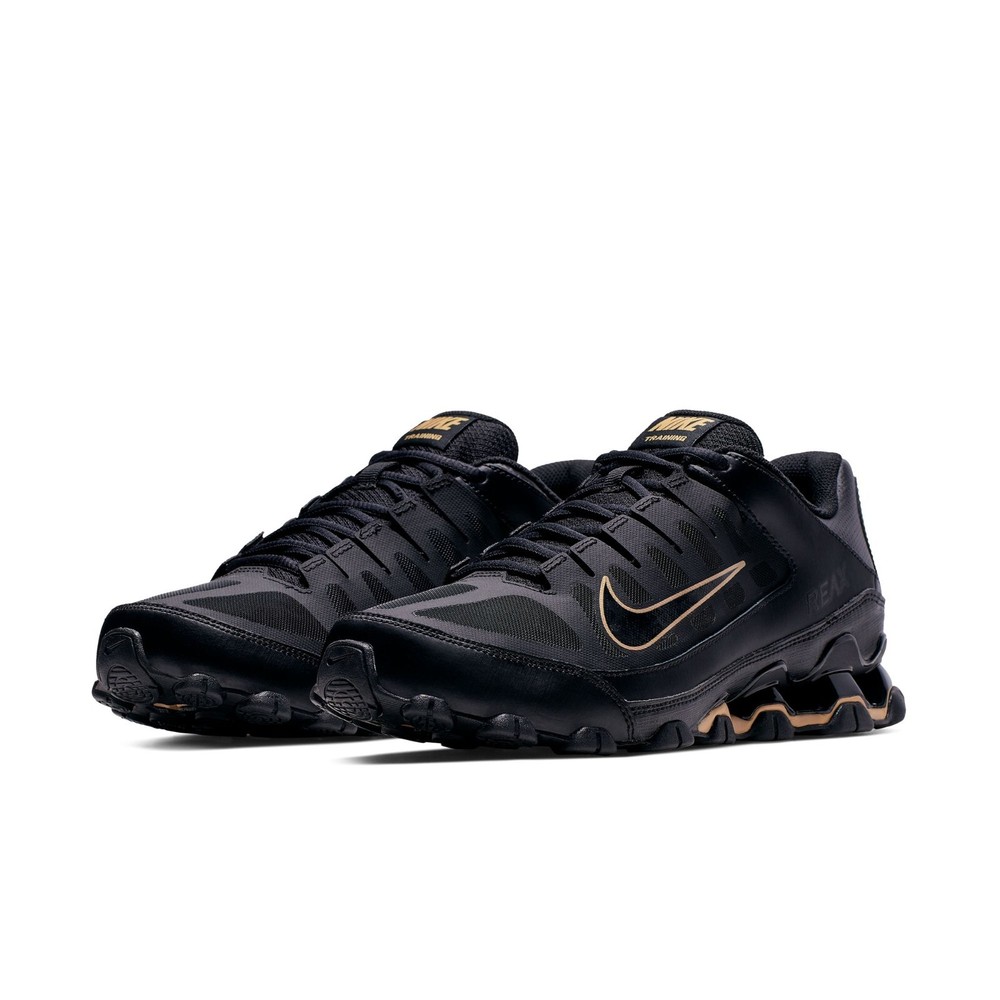 Nike REAX 8 TR MESH Black Metallic Gold 621716-020 Cross Training Athletic Shoes