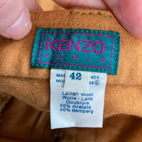 VINTAGE Kenzo Pants Womens 42 AU 10-12 Brown Wool Boot Cut France 80s/90s - Picture 9 of 12