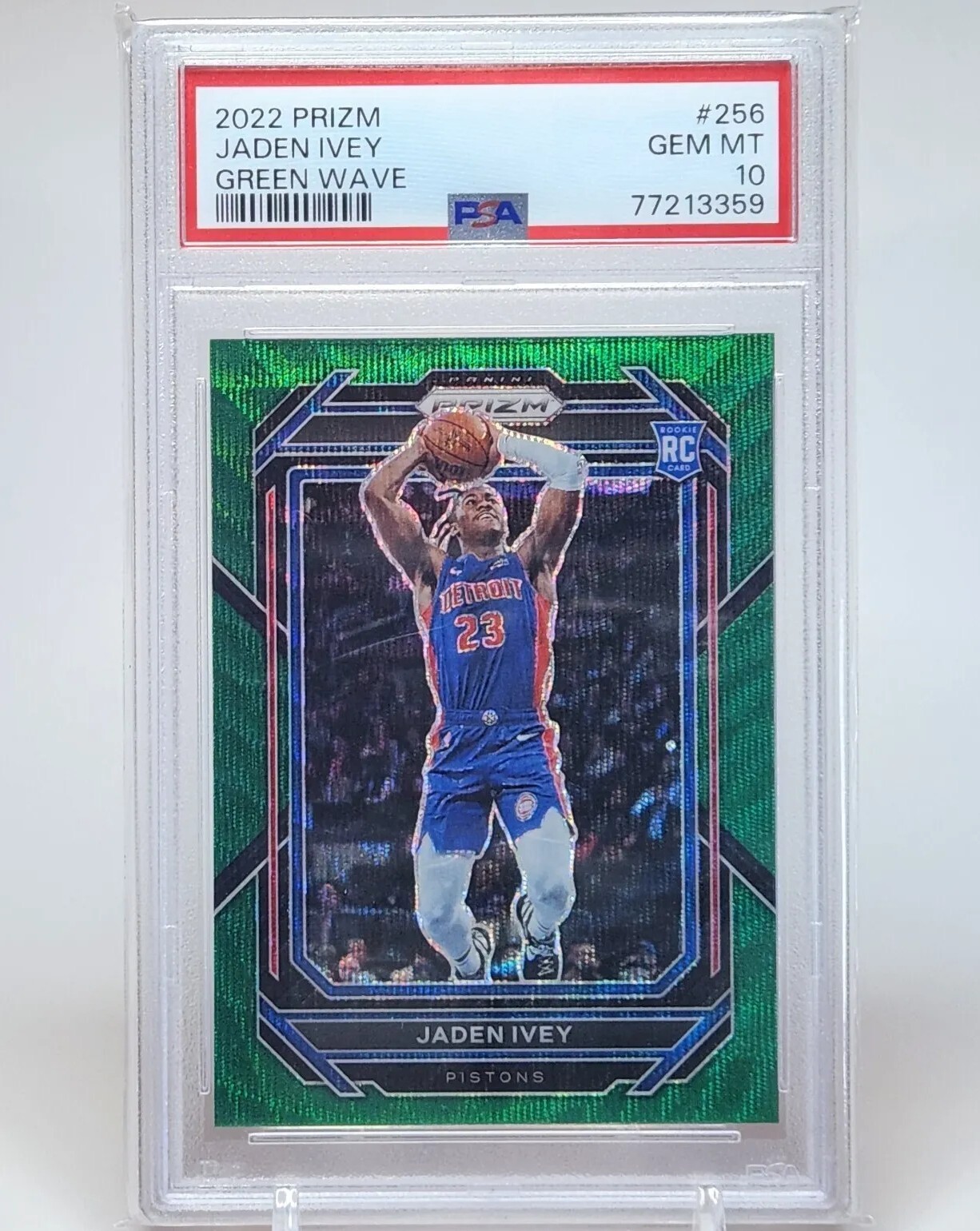 2022-23 Panini Prizm Jaden Ivey #256 Rookie Green Wave Prizm PSA 10