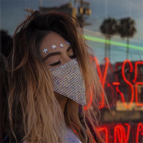Jewelry Vintage Rhinestone Face Mask Bling Reticulated Crystal Mouth Mask - Picture 12 of 16
