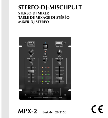 NEU!!   IMG Stage-Line MPX-2,  2-Kanal-Stereo-DJ-Mischpult - Bild 1 von 7