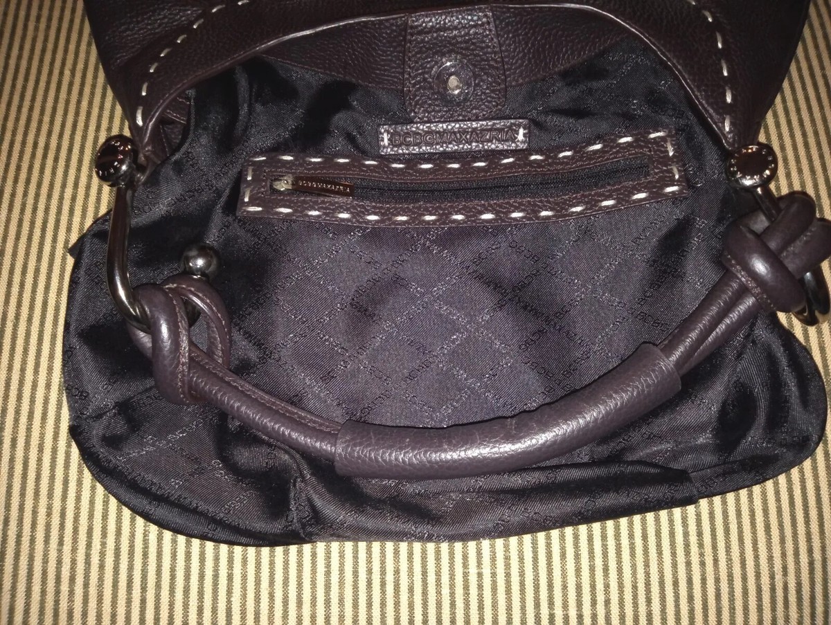 BCBG MAXAZRIA BLACK LEATHER PURSE U-SHAPE 10.5