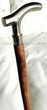 Brass Wooden Shaft Stick Handle Vintage Walking Cane Perfect Father Day Gift