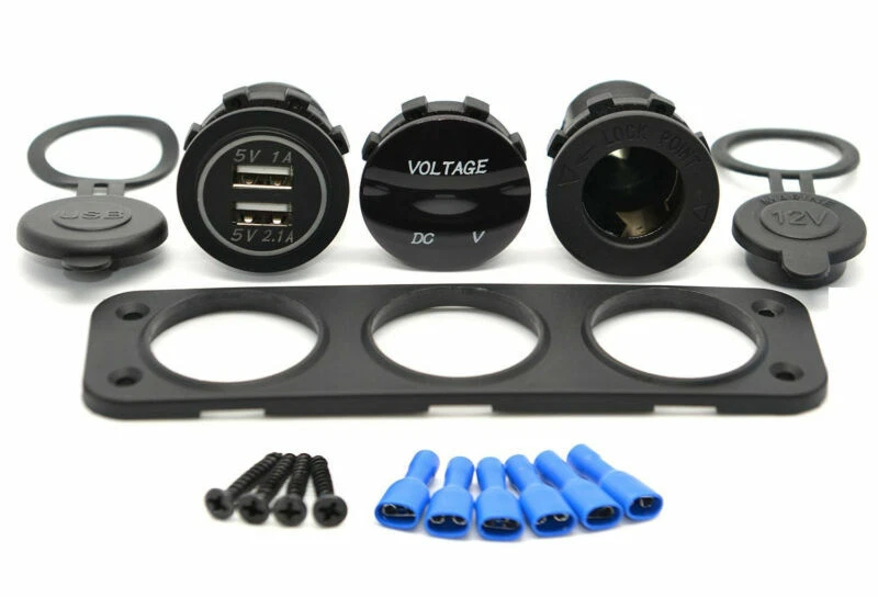 DC12V Car Boat Multi Function Panel Outlet Dual USB Charger Socket LED Voltmeter - Image 3 of 4