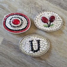 Lot of 3 Handmade Ladies Crystal Buckles