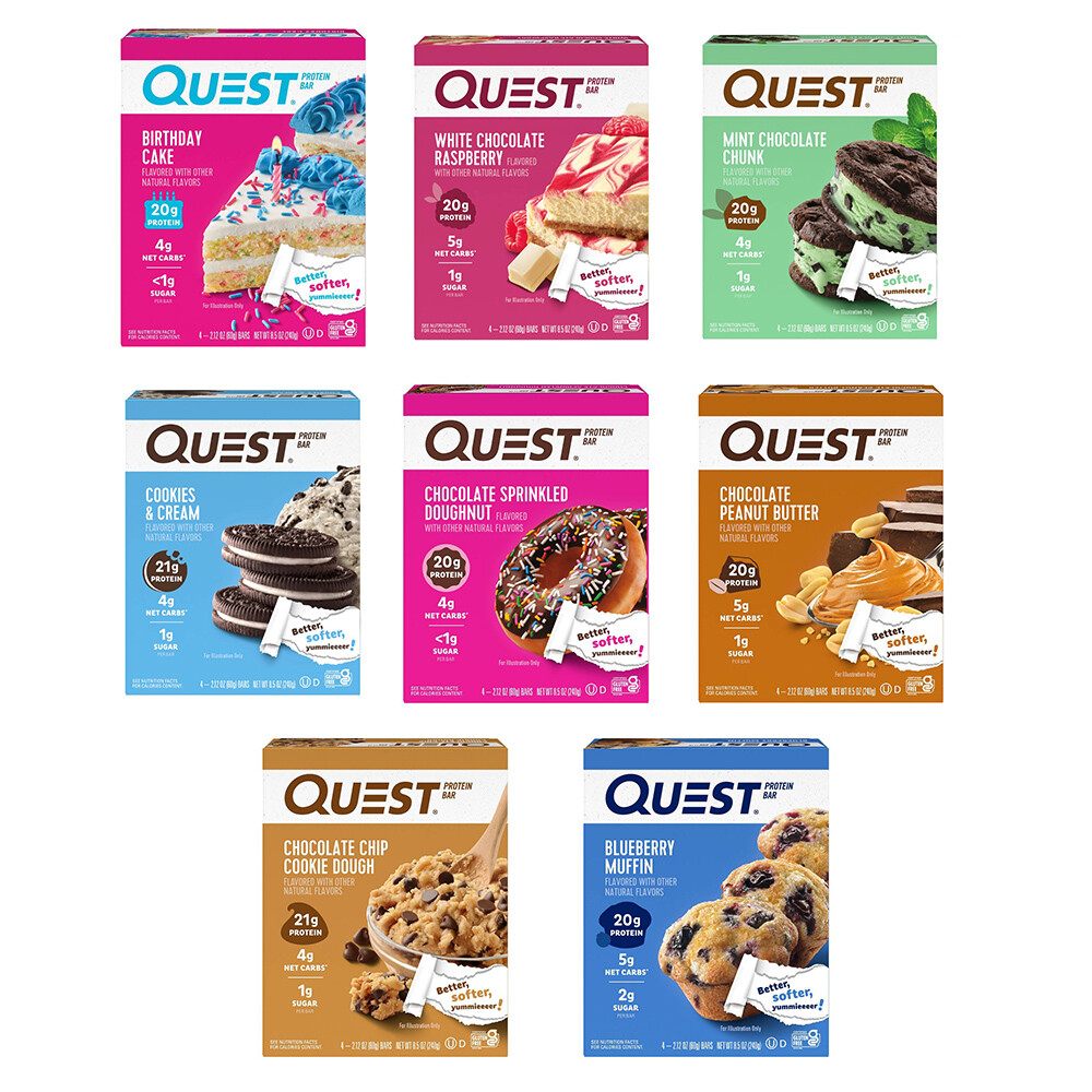 Quest Protein Bars 20g High Protein Bars Variety of Flavors (46 Bars
