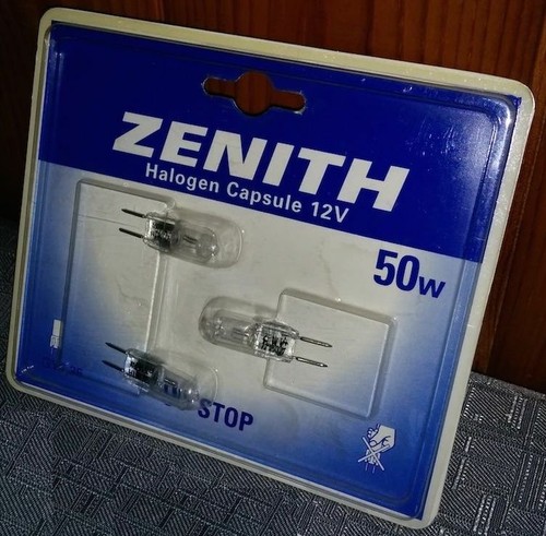 X3 LAMPADE lampadine ZENITH CAPSULE ALOGENA GY6.35 50W 12V UV STOP GY 6,35 NEW - Foto 2 di 2