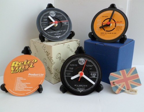 JIM REEVES DRINKS COASTERS Desk CLOCKS Upcycled VINYL RECORD Hit Singles Size 4" - Picture 209 of 257