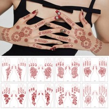 Waterproof Henna Tattoo Lace Floral Totem Waterproof Red Tattoo Sticker Body Art