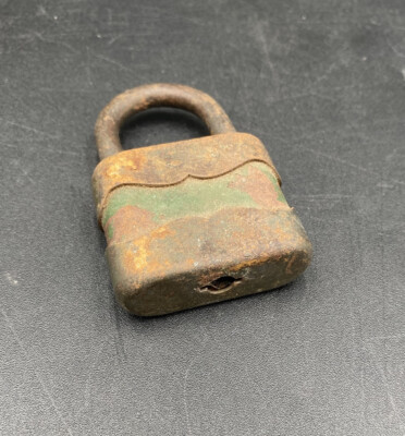 VINTAGE METAL TRELOCK PAD LOCK NO KEYS GERMANY GREEN ENAMEL W/ CHROME  RARE