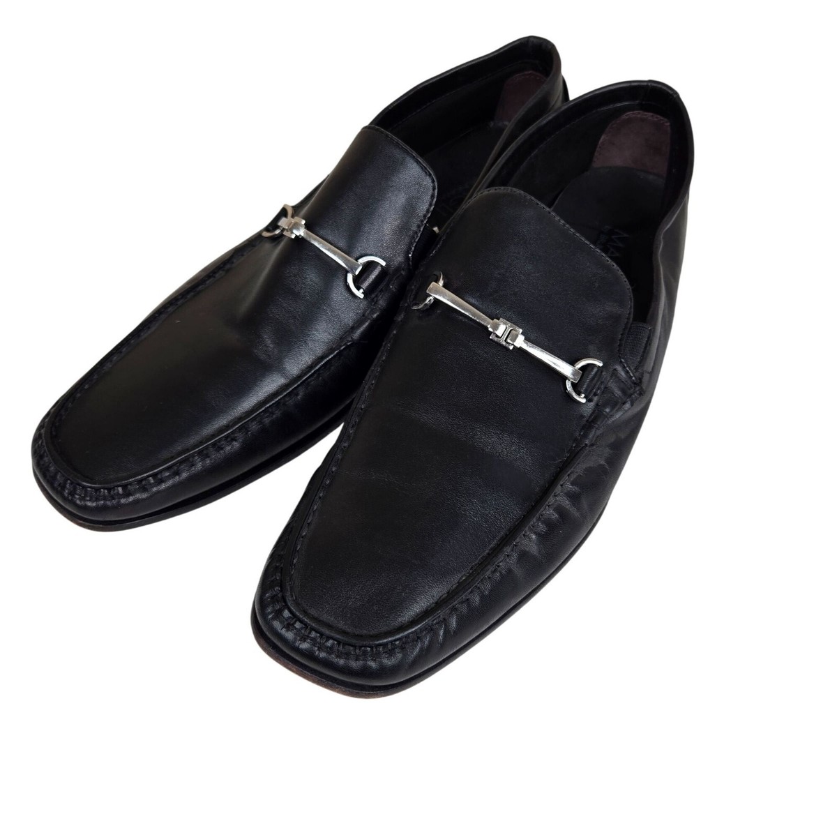 Bruno Magli Daneal Black Leather Silver Horse Bit Driving 
