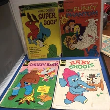 Lot of 4 Whitman Comic Books Super Goof,Smokey Bear,Funky Phantom, Baby Snoots