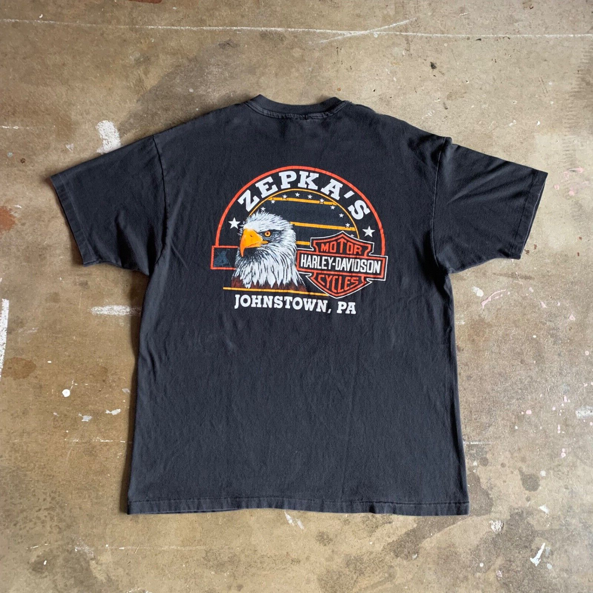 1980s VINTAGE 80s HARLEY DAVIDSON 3D EMBLEM STYLE BLACK T-SHIRT SZ