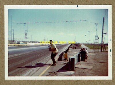 1969 Lions Drag Strip Motorcycle Races Down Track Vintage Color Photograph