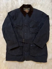 Drake’s London Belted Waxed Coverall Jacket Navy Blue 44
