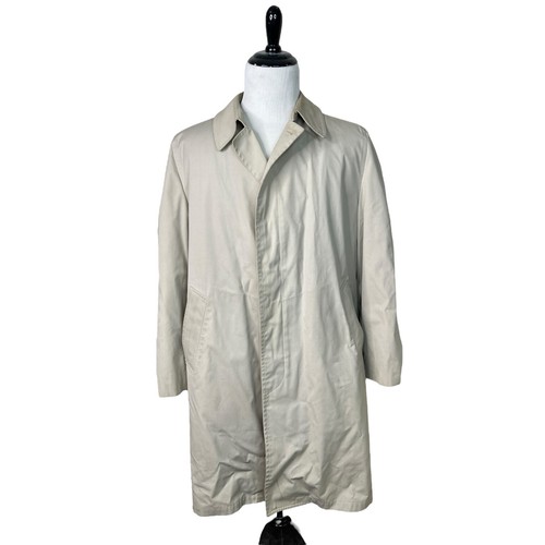 London Fog VTG 70s Trench Coat Rain Overcoat Faux Fur Zip Out Liner Mens 44 Reg