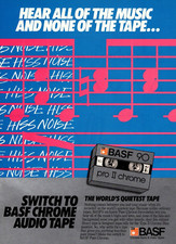 1983 BASF 90 PRO II CHROME CASSETTE PRINT AD, VTG 80s MUSIC RECORDING PRINT AD