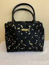 Vintage Moschino Couture Black Quilted Sequins Duffle Purse Bag