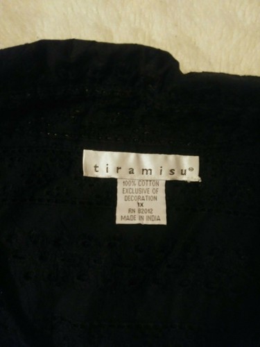Tiramisu Womens Black Long Sleeve Button Up Shirt Workwear Professional XL 1X - Picture 2 of 4