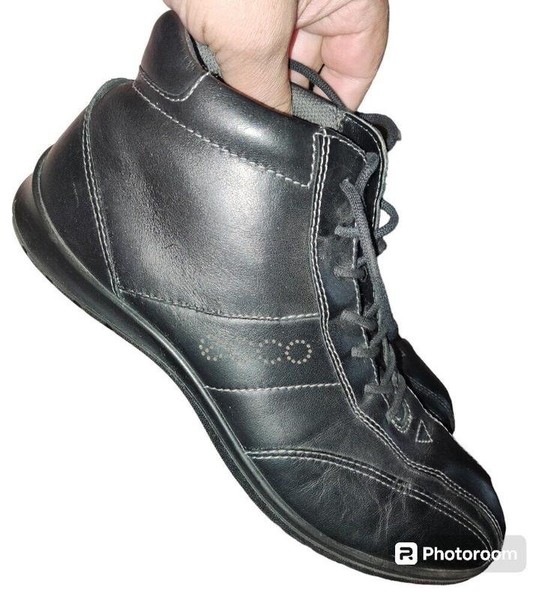 Women Ecco Boots Black Leather 38 #3QDA