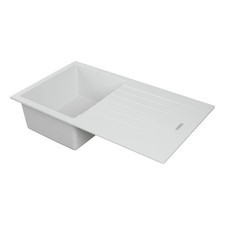 Kitchen Sink 1 Bowl Inset Granite Composite White Reversible Drainer Waste