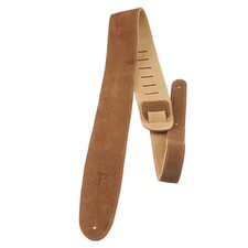 Perri's Leather 2.5" Soft Suede Tan Leather Guitar Strap With Backing - P25S200