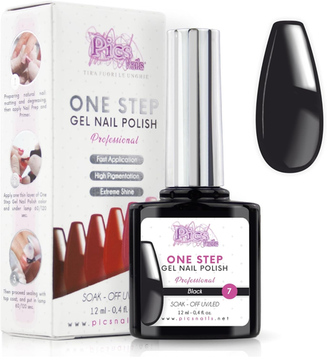 Smalto Semipermanente Unghie One Step Uv/Led 12 Ml - Nero - Smalto Unghie Gel - - Foto 12 di 12