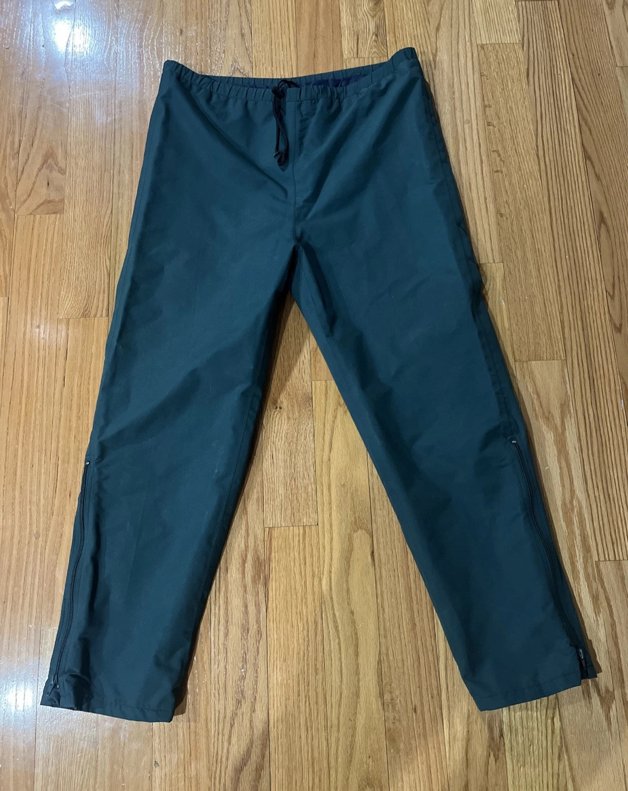 Vintage Eddie Bauer Gore Tex Windbreaker Pants Sz M Green Waterproof Drawstring