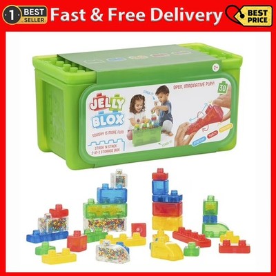 Jelly Blox Stash 'N Stack 2-In-1 Storage Case Including 30 Blocks | Toddler & Pr