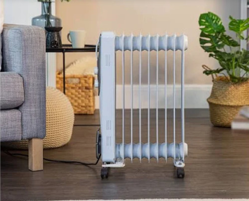 Electric Oil-Filled Radiator Heater on Wheels - Good Condition