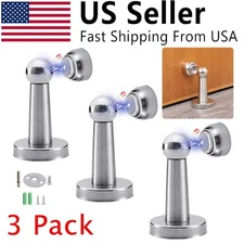 3Pcs Magnetic Door Stopper Door Stop Holder Catch Stainless Steel Guard Office