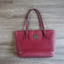 Anne Klein Berry Red Pebbled Faux Leather Tot...
